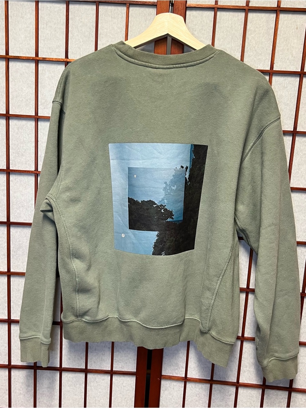 H&M Olive Green Graphic Crewneck Sweatshirt